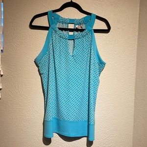 Banana Republic, size large, sleeveless, Tiffany-blue, scoop neck.